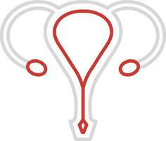 Red And Grey Thin Line art Of Ovary Anatomy Icon. vector