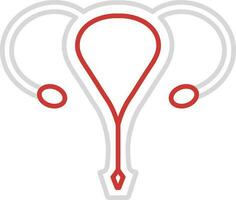 Red And Grey Thin Line art Of Ovary Anatomy Icon. vector