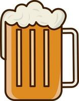 Foamy Beer Mug Flat Icon In Orange Color. vector