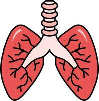 Flat Style Lungs Human Organ Icon In Red Color. vector