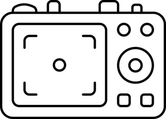 Isolated Old Camera Icon In Black Thin Line Art.