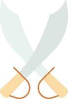 Crossed Swords Icon In Gray And Brown Color. vector