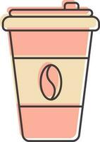 Disposable Coffee Cup Icon In Pink Color. vector