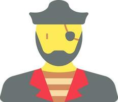 Colorful Pirate Man Wearing Eye Patch Icon. vector