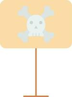 Skull Sign Board Icon In Brown And White Color. vector