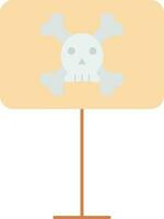 Skull Sign Board Icon In Brown And White Color. vector