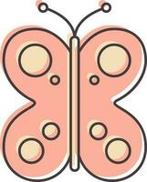 rosado color mariposa icono en plano estilo. vector