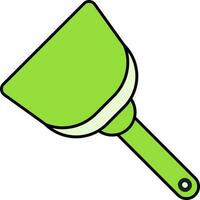 Flat Style Dustpan Icon In Green Color. vector