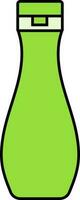 Curve Bottle Flat Icon In Green Color. vector