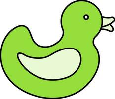 Cartoon Duck Icon In Green Color. vector
