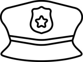 Police Cap Icon In Black Line Art. vector