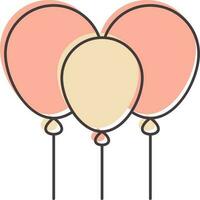 Three Balloon Icon In Pink Color. vector