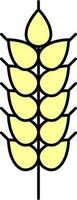 Yellow Wheat Ear Icon In Flat Style. vector
