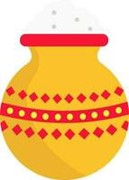 Isolated Rice Pot Colorful Icon In Red And Yellow Color. vector