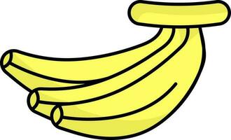 Yellow Banana Cluster Flat Icon. vector