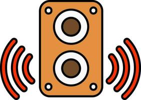 Sound Speaker With Rays Red And Orange And Red Icon. vector