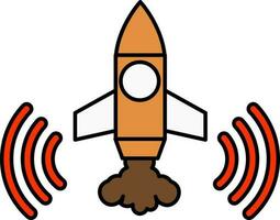 Rocket Launch With Rays And Smoke Colorful Icon. vector