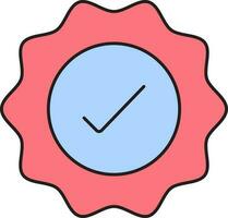 Check Seal Icon In Blue And Red Color. vector