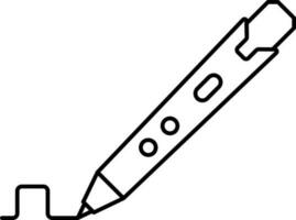 3d Printing Pen Icon In Black Line Art. vector