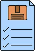 Check Delivery List Icon In Blue And Brown Color. vector