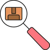 Search Parcel Icon In Brown And Red Color. vector