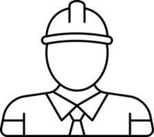 Engineer Man Icon In Black Outline. vector