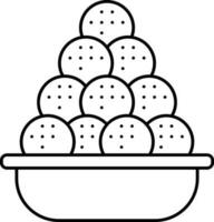 Black Line Art Illustration Of Sweets Ball Bowl Icon. vector