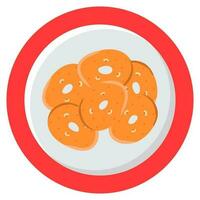 Balushahi Plate Sticker In Orange Color. vector