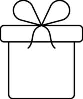 Isolated Gift Box Icon In Black Thin Line Art. vector