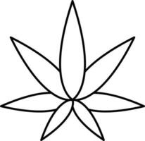 Black Linear Style Marijuana Leaf Icon. vector