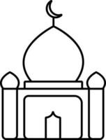 Black Outline Illustration Of Mosque Building Icon. vector