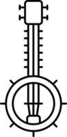 Black Linear Style Banjo Icon. vector