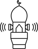 Mosque Minaret With Loudspeaker Black Thin Line Icon. vector