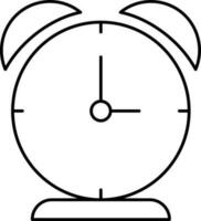 Isolated Alarm Clock Icon In Black Line Art. vector