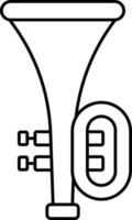 Black Outline Illustration Of Trumpet Icon. vector