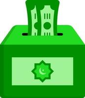 Money Donation Box For Allah Icon In Green Color. vector