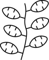 Black Line Art Illustration Of Dates Branch Icon. vector