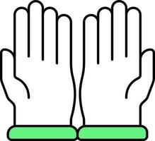 blanco y verde Orando mano para islámico cultura icono. vector