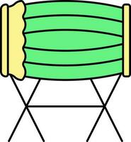 Green And Yellow Illustration Of Bedug Drum Stand Flat Icon. vector