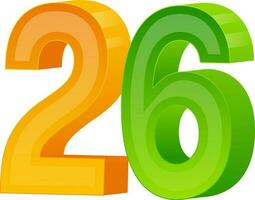 3D 26 Number Of January On White Background. vector