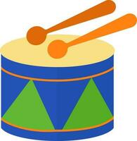 Illustration Of Snare Drum With Sticks Icon. vector