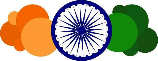 Isolated Ashoka Wheel With Indian Flag Color Circle In Flat Style. vector