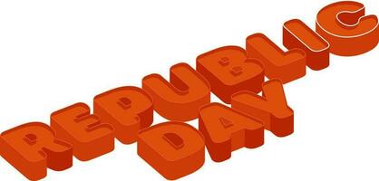 3D Top View Of Red Republic Day Font On White Background. vector