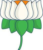 Isolated White And Green Lotus Flower In Flat Style. vector