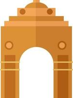 Illustration Of India Gate Icon In Yellow Color. vector