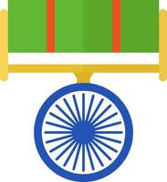 Isolated Ashoka Wheel Medal With Ribbon In Flat Style. vector