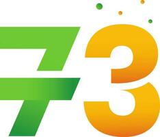 Creative 73 Number In Gradient Orange And Green Color. vector