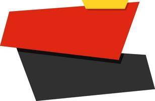 Overlapping Paper Rectangle Stripe Element In Red And Black Color. vector