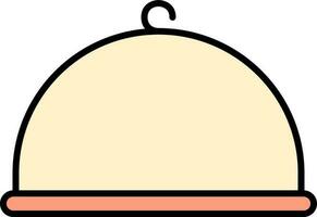 Isolated Cloche Flat Icon In Orange And Yellow Color. vector