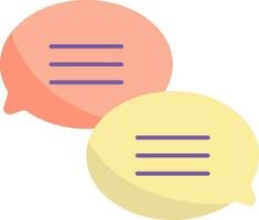 Peach And Yellow Message Bubble Flat Icon. vector